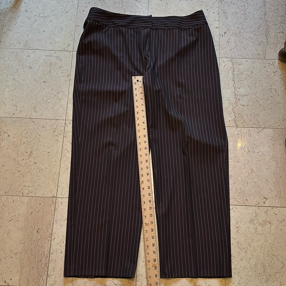 Dark brown and pink striped dress pants